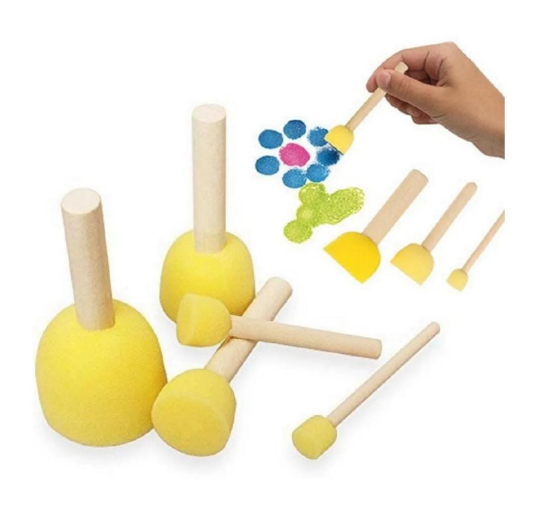 THREADSCART | 5 pcs Sponge Drawing Stamp DIY Foam Sponge Paint Brush Set Stencil Brush Value Pack of 5 Different Sizes