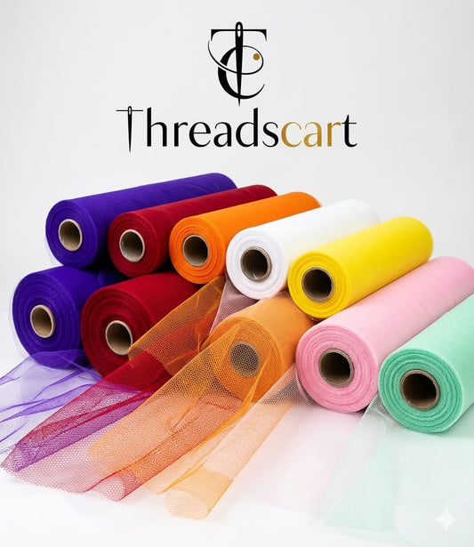 THREADSCART | Premium Net Roll Fabric for Gift Packing, Basket Decoration, Dress Designing & Birthday Decoration | DIY Craft Net Roll