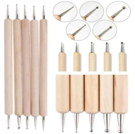 THREADSCART | High Quality 5 Pcs Ball Styluses Tools Set for Embossing Pattern DIY Clay Sculpting Modeling