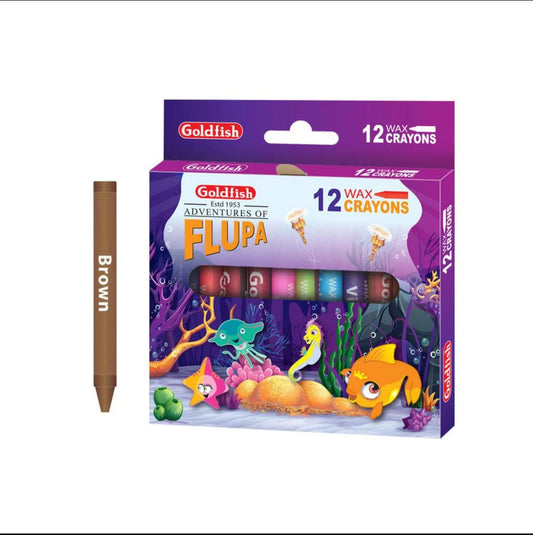 THREADSCART |  High Quality Goldfish Crayon Colors Wax 12 Colour Box Set Vibrant Colors for Kids and Adults