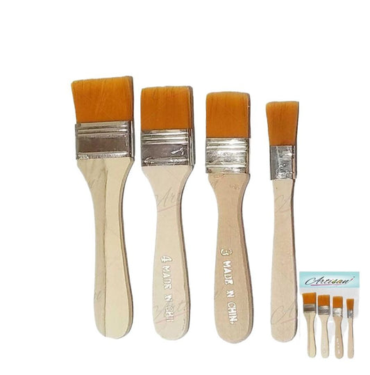 Pack of 4 Nylon Hair Wide And Thin Gesso Paint Brushes Set Different Size 4