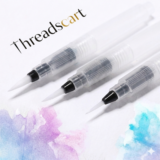 THREADSCART | Premium Quality 3 Sizes Water Brush Pen Set | Refillable Aqua Brush Pens for Watercolor Painting, Calligraphy & Sketching | Soft Nylon Tip, Leak-Proof, Easy Control for Beginners & Artists
