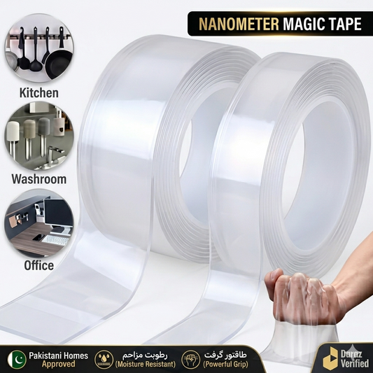 THREADSCART | Best Quality Nano Double Sided Tape Transparent | Washable Traceless Adhesive Magic Tape | Strong Waterproof Reusable Wall Mount Tape for Home, Kitchen & Office