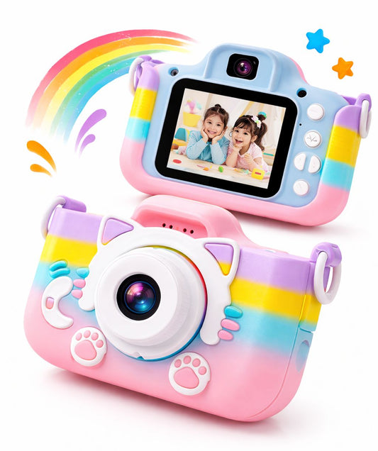 THREADSCART | High Quality Rainbow Color Cartoon Kids Digital Instant Dual Camera and Screen Christmas Birthday Gifts For Boys Girls
