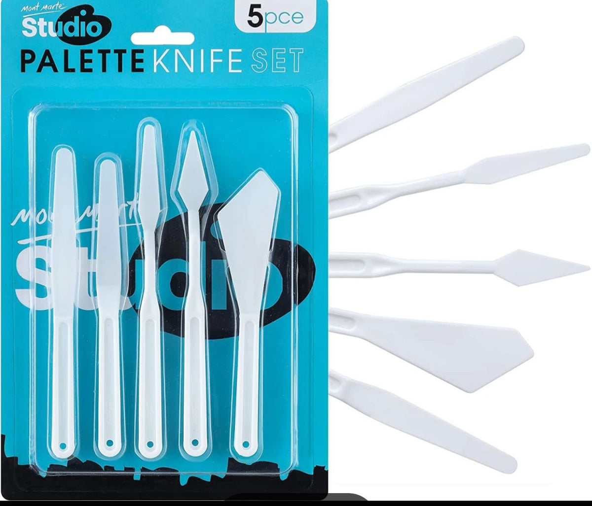 5Pcs Professional Plastic Palette Knife Knives Set Artist Oil Painting Tools
