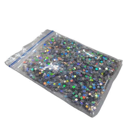 CHUNKY Glitters 10 GRAMS for Eyes MAKE UP Nails PREMIUM GLITTERS FOR ART & CRAFT Silver GLITTER Thick STAR GLITTER CHUNKS EYE SHADOW Loose Glitter