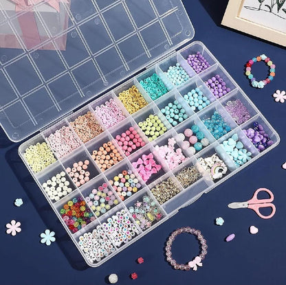 THREADSCART | Large Size 28 Slot Multipurpose Organizer Box with Removable Dividers | Beads Storage Box | Jewelry Organizer | Craft Storage Case | Adjustable Plastic Organizer