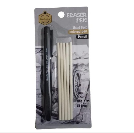 Keep Smiling Eraser Pen with 5 Extra Refills Specific for Fine Arts Design Pen type clutch eraser Macaron Eraser 3.8mm Tombow Mono Eraser sketching eraser PVC Free Eraser round refillable precision Sketch Writing Drawing