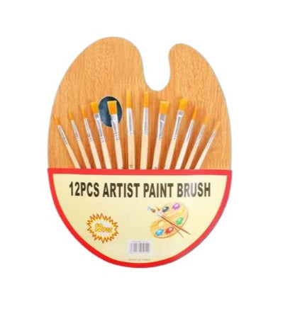 12pcs Paint Brushes with Painting Palette Nylon Hair Brushes for Oil Watercolor -2099