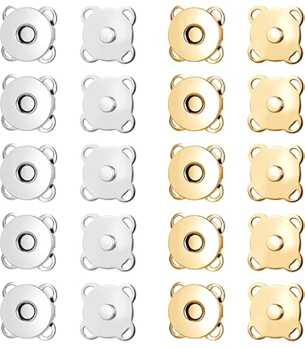 THREADSCART | Premium Quality Magnetic Button Set for Bags 14mm | Strong Invisible Snap Lock for Handbags, Wallets & Clutches | No-Sew Magnetic Closure with Washers (6 Sets )