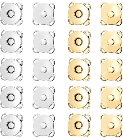 THREADSCART | Premium Quality Magnetic Button Set for Bags 14mm | Strong Invisible Snap Lock for Handbags, Wallets & Clutches | No-Sew Magnetic Closure with Washers (6 Sets )