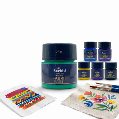 Bluebird Fabric Paint 25ml Premium Textile Color – For Clothes, Shoes, Bags, Canvas, Denim | Waterproof & Permanent Fabric Paint