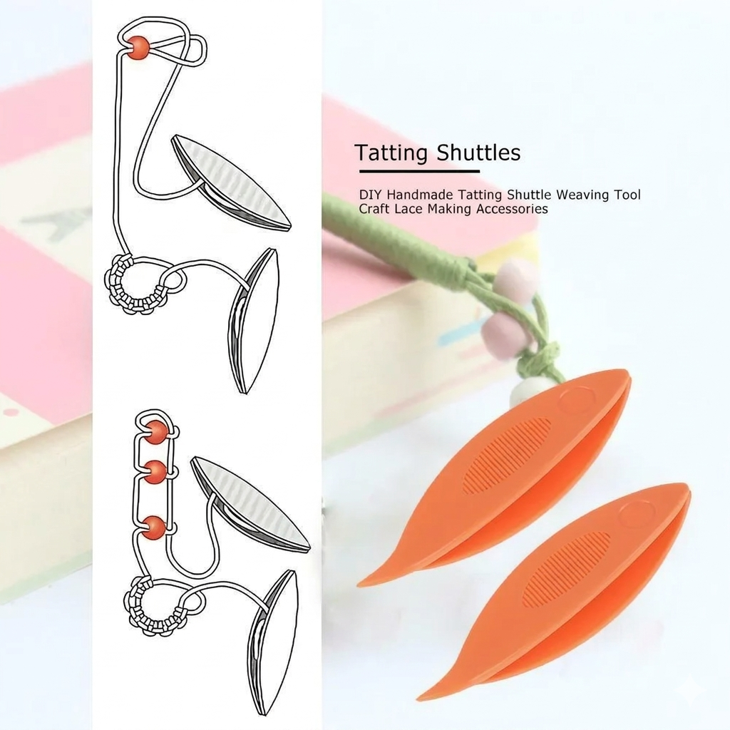 THREADSCART | Premium Tatting Shuttle Tool for Hand Lace Making | DIY Lace Shuttle for Flower Making | Plastic Shuttle for Crochet, Thread Work & Craft Sewing Accessories