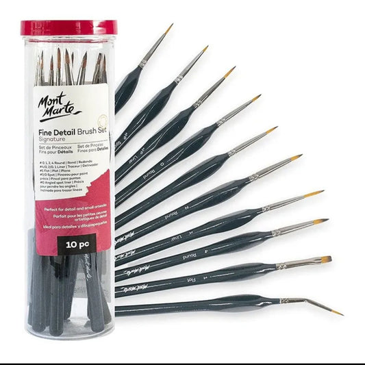 Mont Marte Signature Fine Detail Brush Set of 10Pcs