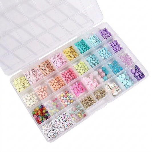 THREADSCART | Large Size 28 Slot Multipurpose Organizer Box with Removable Dividers | Beads Storage Box | Jewelry Organizer | Craft Storage Case | Adjustable Plastic Organizer