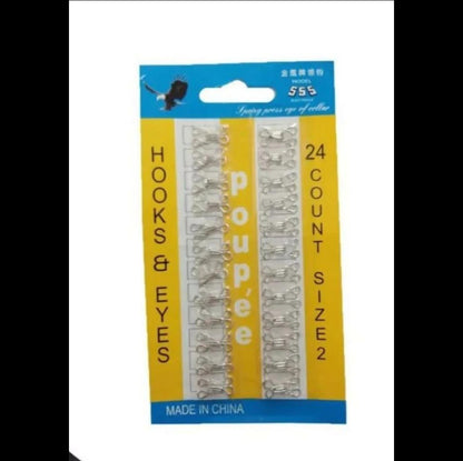 24Pcs 48Pcs - Metal Ladies Hook & Eye Fastener for Bra Corset Dress Collar Bag Wraps Quilt Overcoat Garment Accessories (Black and Silver)