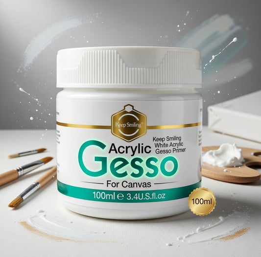 THREADSCART | Keep Smiling White Acrylic Gesso Primer 100ml – Canvas Base Coat for Acrylic & Oil Painting | Smooth Surface Art Primer  (HIGH QUALITY)