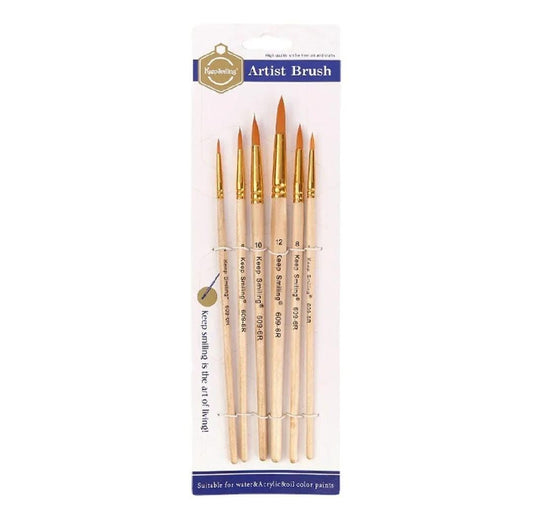 Keep Smiling Artist  Round Brush Pack of 6 and best artist brust and best fine arts brush
