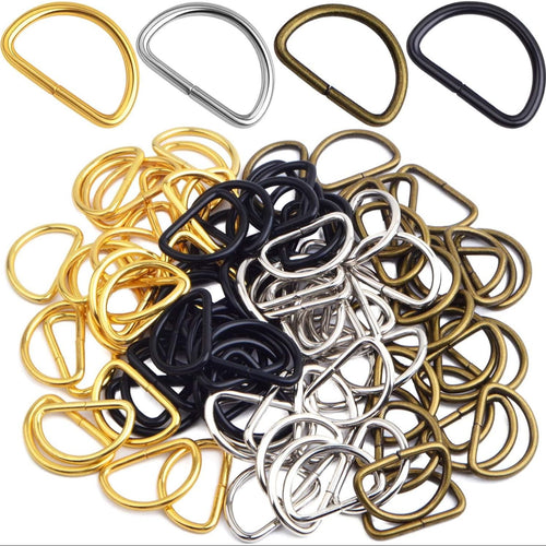 THREADSCART | Premium Quality Metal D Ring Buckles Half Round Rings for Bag Straps Backpack Belt Purse Sewing Leather Craft DIY Hardware Accessories (pack of 6 pcs)