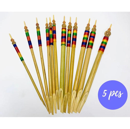 Fancy Calligraphy Pen Qalam Bamboo Wooden Fancy Reed Qalam Handmade for Calligraphy Arabic, Urdu, Farsi Fancy Khatati Qalam ( 5 Piece )