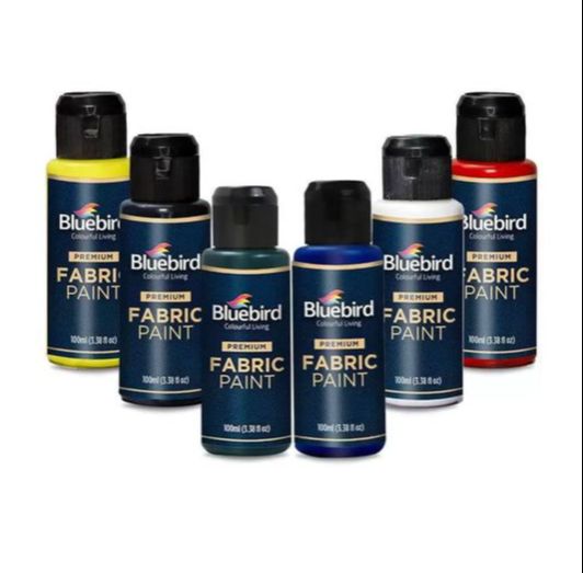 Threadscart | Blue Bird Fabric Paint Set 100ml – All Colors Available | Washable Textile Paint | DIY Cloth Painting Kit for T-Shirts & Crafts