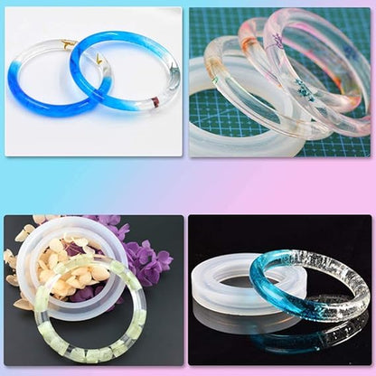 THREADSCART | Resin Bangle Mold Set (Pack of 3 Different Size) | Silicone Bracelet Molds | DIY Jewelry Making Tool | Epoxy Resin Craft Mold