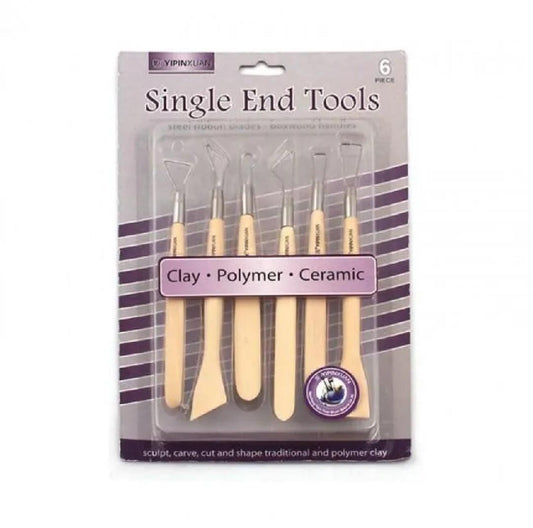 Single End Wooden Tools 6pcs Set For Clay,Polymer,Ceramic