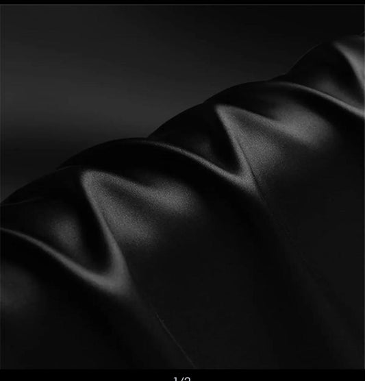 Shamose Silk Plain  1 meter Yard - Black