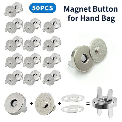 THREADSCART | Premium Quality Magnetic Button Set for Bags 14mm | Strong Invisible Snap Lock for Handbags, Wallets & Clutches | No-Sew Magnetic Closure with Washers (6 Sets )