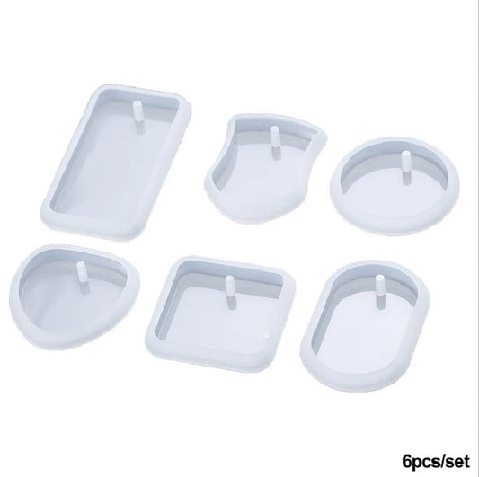 THREADSCART | 6pcs/ set DIY epoxy keychain silicone mold ,resin hanging pendants craft molds.high quality molds for resin art