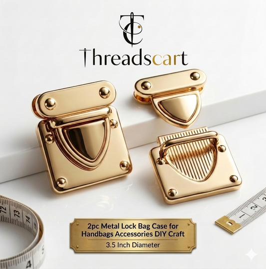 THREADSCART | Premium Quality 2PCS Metal Lock for Handbags 3.5 cm | Gold Twist Turn Bag Lock Closure DIY Craft Accessories | Purse Lock Replacement Heavy Quality