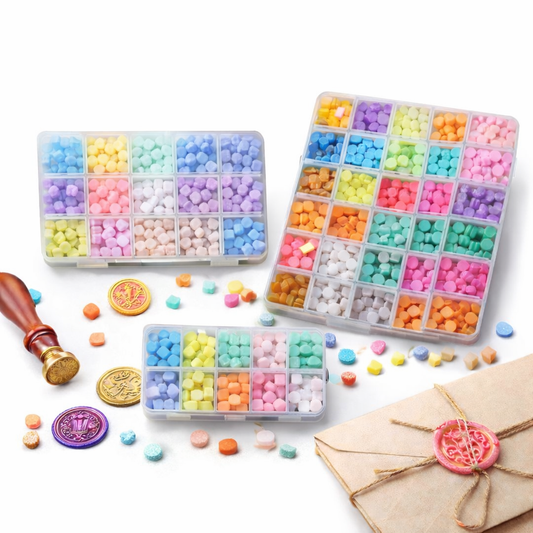 THREADSCART | Mix Color Wax Seal Beads Set – Vintage Sealing Wax Beads for Wax Stamp, Wedding Invitations, Scrapbook & DIY Crafts (10 / 15 / 24 Colors Pack)
