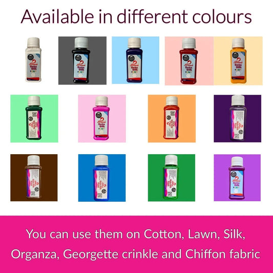 Fabric Paints. Available in different fabric colours for fabric art painting. Prima fabric paint each bottle 60ml