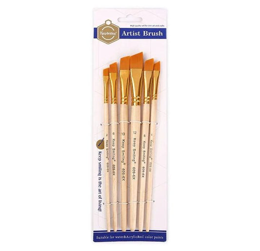 THREADSCART | High Quality Keep Smiling Artist Chisel Brush Pack of 6 and Filbert Brush Pack of 6 and Round Brush Pack of 6 and Flat Artist Brush Pack of 6 and best artist brust and best fine arts brush
