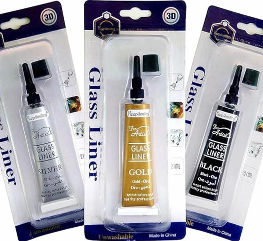Openness - Glass Liner Painting Tubes - Gold, Silver, White And Black Color 21ml Each