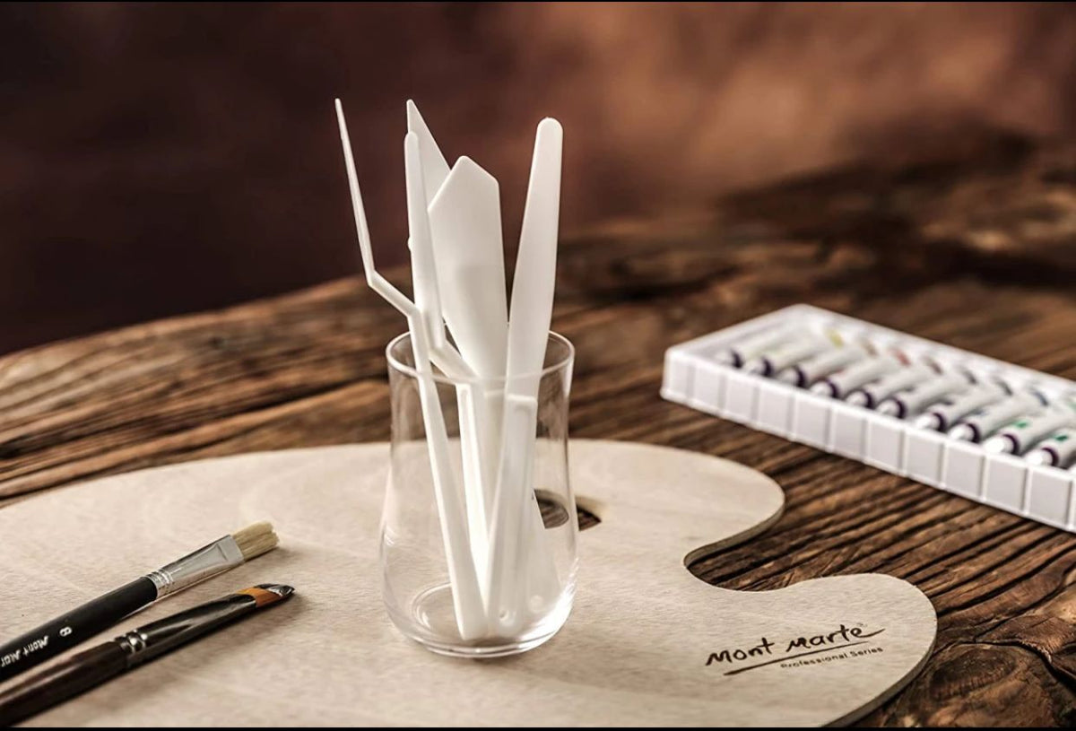 5Pcs Professional Plastic Palette Knife Knives Set Artist Oil Painting Tools