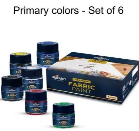THREADSCART | High Quality Set of 6 fabric paints blue bird – 25ml each bottle bluebird fabric colours