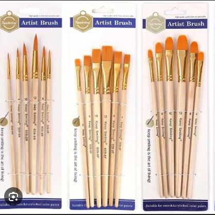 THREADSCART | Premium Quality 6 Pcs Professional Paint Brush Set – Round, Flat, Filbert, Angle Brushes for Acrylic, Oil & Watercolor Painting | Artist & Beginner Kit